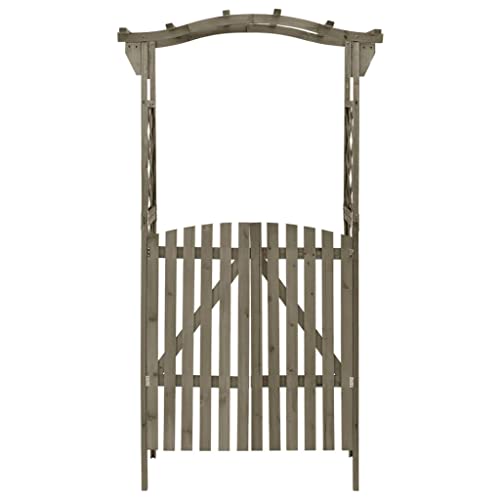 vidaXL Solid Firwood Pergola with Gate Home Lawn Backyard Outdoor Garden Patio Terrace Balcony Wooden Entryway Flower Planter Arbor Arch vidaXL