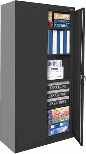 Sandusky Lee CA41361872-09 Classic Garage Storage Cabinet, Steel Utility Cabinet with Adjustable Shelves, 72"H, Black Sandusky