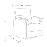 Pemberly Row Modern Chenille Fabric Swivel Recliner, Upholstered Seating Chair with Swivel Reclining Operation for Interior Seating Placement, Chenille Fabric in Oyster White Finish