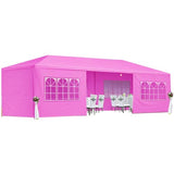 10x30ft Ez Pop up Canopy Tent with 8 sidewalls Easy Up Commercial Outdoor Canopy Wedding Party Tents for Parties All Season Wind & Waterproof Gazebo with Roller Bag (Pink, 10x30') AYJOIR