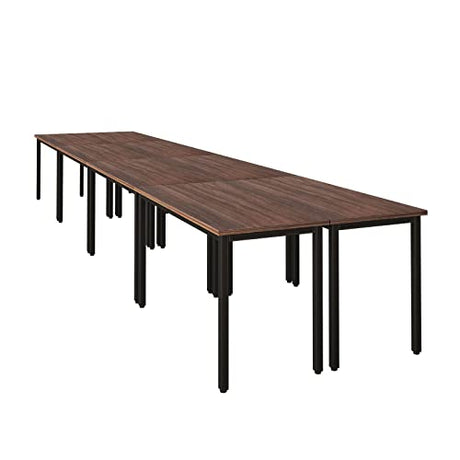 Bonzy Home Conference Tables 18ft Office Computer Desk for Meeting Room Study Writing Printer Table Meeting Seminar Table for 20 People Rustic Vintage Walnut 8PCS 220.4"x47.2"x29.5" Bonzy Home