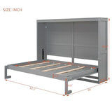 MERITLINE Queen Horizontal Murphy Chest Bed,Wood Folding Grey Murphy Chest Bed Cabinet for Adults No Box Spring Needed MERITLINE