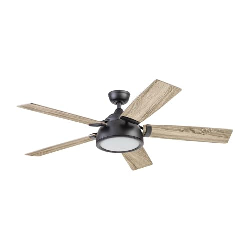 Prominence Home Potomac, 52 Inch Industrial Style Smart Ceiling Fan with Light, Remote Control, Dual Finish Blades, Compatible with Alexa and Google Assistant - 51639-01 (Matte Black) Prominence Home