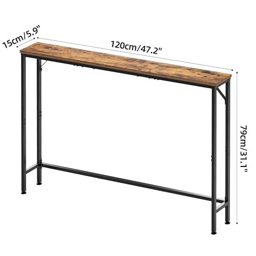 Vantimo 47.2" Console Table, Narrow Entryway Table, Skinny Sofa Table, Behind Couch Table, Long Skinny Table, DisplayTable for Entryway, Living Room, Foyer, Corridor, Office, Rustic Brown Vantimo