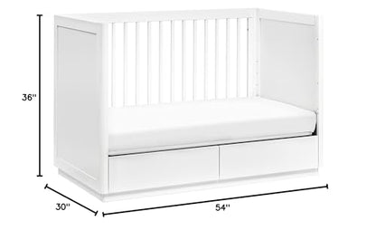 Babyletto Bento 3-in-1 Convertible Storage Crib with Toddler Bed Conversion Kit in White, Undercrib Storage Drawers, Greenguard Gold Certified