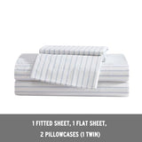 Eddie Bauer - Twin Sheets, Cotton Percale Bedding Set, Crisp & Cool Home Decor (Essential Stripe White, Twin) Eddie Bauer