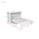 DNChuan Queen Size Murphy Cabinet Bed with 2 Storage Drawers and USB-Port,Foldable Murphy Horizontal Platform Bed,Dresser Bed,Space Saving,No Box Spring Needed,White DNChuan