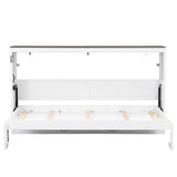 HZXINKEDZSW Twin Size Murphy Bed with LED Light,Can be Folded into a Cabinet,Modern Hidden Wall Bed Frame for Bedroom Apartment Studio Guest Room,Easy Assembly (White+Brown-18, Twin) HZXINKEDZSW