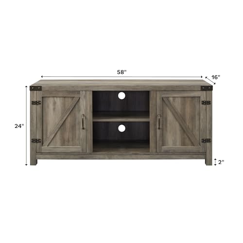 Walker Edison Georgetown Modern Farmhouse Double Barn Door TV Stand for TVs up to 65 Inches, 58 Inch, Rustic Oak Walker Edison