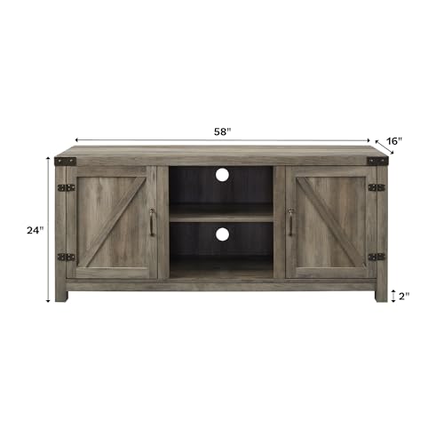 Walker Edison Georgetown Modern Farmhouse Double Barn Door TV Stand for TVs up to 65 Inches, 58 Inch, Rustic Oak - WoodArtSupply