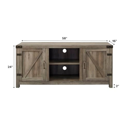 Walker Edison Georgetown Modern Farmhouse Double Barn Door TV Stand for TVs up to 65 Inches, 58 Inch, Rustic Oak - WoodArtSupply