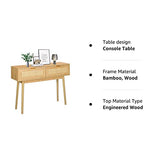 LAZZO 39" Console Table, Oak Grain Sofa Table with Wood Frame, Rustic Hallway Table with 2 Bamboo Weaving Storage Drawers for Foyer Living Room Entryway LAZZO
