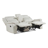 Lexicon Manual Double Reclining Loveseat, Polished Microfiber Manual Wall Hugger Loveseat Recliner for Living Room, Center Storage Console/Cup Holders, Easy Assembly, Beige Lexicon