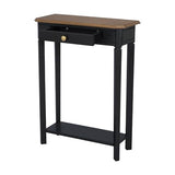 East at Main Marnie Console Table – 23.75” Black Narrow Entryway Piece with Storage Drawer & Shelf – Handcrafted Solid Wood Accent for Small Spaces East at Main