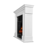 Real Flame Thayer 55” Electric Fireplace with Mantel for Living Room or Bedroom, Replaceable Fireplace Insert Heater, Realistic Log and Flame Effect, Remote Control, Timer, White Real Flame