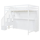 MaiDeHaoo Murphy Bunk Beds Full Bunk Bed with Desk and Storage - White MaiDeHaoo