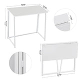 WOHOMO Folding Desk, 31.5" Small Desk for Small Spaces, Easy Assemble Foldable Computer Desk for Laptop, Mini Portable Working Table Narrow Wooden Writing Workstation for Home Office, White WOHOMO