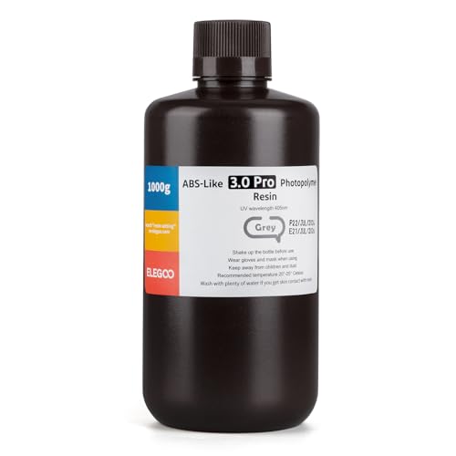 ELEGOO ABS-Like 3.0 Pro Resin Grey 1000g, Upgraded 3D Printing Resin for Higher Heat and Scratch Resistance, Compatible with Most LCD/DLP Light Curing 3D Printers ELEGOO