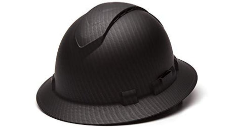 Pyramex Ridgeline Full Brim Hard Hat 4 Point Ratchet Vented Matte Black Graphite Pattern Ridgeline