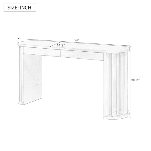 Merax 59" Modern Minimalist Console Table for Entryway Hallway Front Door, Narrow Sideboard with Sturdy Legs, Easy Assemble Navy Blue Merax
