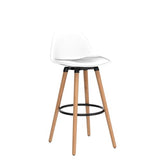 COSTWAY Bar Stools Set of 2, Modern Armless Kitchen Stool with Soft PU Leather Seat, Bar Height Stool with Round Metal Footrest & Comfortable Curved Backrest for Home, Dining Hall (White, 2) COSTWAY