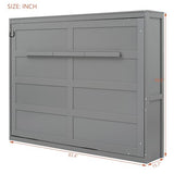 Merax Modern Murphy Cabinet Bed, Solid Wood Wall Platform Bed/No Box Spring Needed/Easy Assemble/Full,Gray Merax