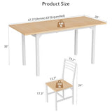 VOWNER 63” Extendable Dining Table Set for 4-6 People, 5-Piece Dining Table Set for 4 People with 4 Chairs, Kitchen Table Set with MDF Board and Metal Frame, for Small Space, Apartment, Nature Wood VOWNER
