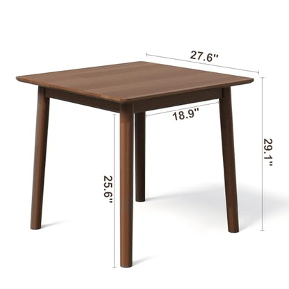 Recximi 28" Small Wooden Dining Table for 2 to 4, Minimalist Solid Square Desk with Round Corner for Living Room, Mid Century Modern Farmhouse Table for Kitchen - WoodArtSupply