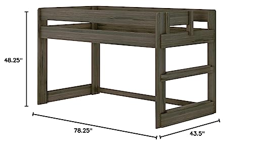 Max & Lily Barnwood Brown Farmhouse Low Loft Bed for Kids, Twin Frame - WoodArtSupply