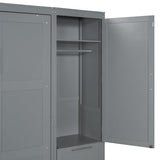 Merax Murphy Bed Queen with Wardrobe, Queen Size Wall Murphy Bed with 5 Drawers and Storage Shelves, No Box Spring Needed, Gray Merax
