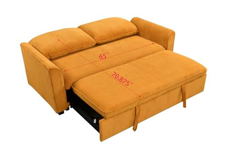 Siutco Product Name 78 Inch 3 in 1 Convertible Sleeper Sofa Bed, Modern Fabric Loveseat Futon Sofa Couch w/Pullout Bed, Small Love Seat Lounge Sofa w/Reclining Backrest, Furniture for Living Room(Oran Siutco
