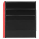 VilroCaz Modern Full Size Gaming Loft Bed with Built-in Desk and Multi-Storage Shelves, Wood Loft Bed Frame with Light Strip, Maximize Space Saving (Red-5.17) VilroCaz