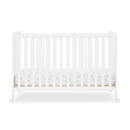 Simmons Kids Aria Full Size Portable Folding Crib - Greenguard Gold Certified, Bianca White