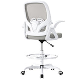 ORRSAKER Tall Drafting Chair with Lumbar Support and Footrest Ring, Supportive Tall Extended Height Ergonomic Desk Chair for Home Work, Breathable Mesh Office Chair with Flip up Arms(Gray) ORRSAKER
