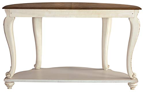 Signature Design by Ashley Realyn French Country Semi-Circle Console Table, White & Brown Signature Design by Ashley