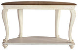 Signature Design by Ashley Realyn French Country Semi-Circle Console Table, White & Brown Signature Design by Ashley