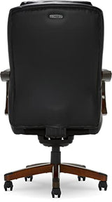 La-Z-Boy Delano Big & Tall Executive Office Chair, High Back Ergonomic Lumbar Support, Bonded Leather, Black with Mahogany Wood Finish La-Z-Boy