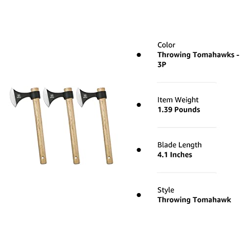 WICING Throwing Axes 3 Pack, 16.2-inch Throwing Tomahawks High Carbon Steel & Wooden Handle, for Axe Throwing Recreation and Competition - WoodArtSupply