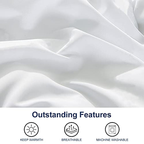 ACCURATEX Duvet Insert Queen Comforter - 400GSM Fluffy Down Alternative Fill Hotel Collection Heavyweight Comforter, Warm Thick Duvet for Fall Winter, 8 Corner Tabs - Machine Washable,White,90x90 ACCURATEX