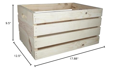 Wilson Large Wooden Pine Crate for Storage and Decoration at Home, Office, Kitchen, Bedroom, and Retail (12.5"x9.625"x17.875")(1) SINGLE CRATE Wilson