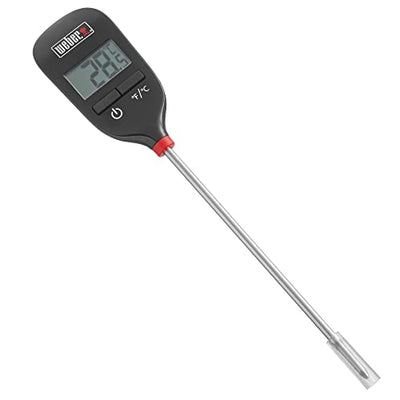 Weber Instant‑Read Thermometer Probe, Black/Silver – Fast Digital Grill & Kitchen Thermometer with 15‑Second Readout, Auto Shutoff & Fahrenheit/Celsius Options - Grill Accessory
