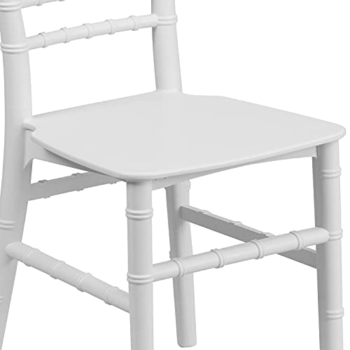 EMMA + OLIVER Child’s All Occasion White Resin Chiavari Chair for Home or Home Based Rental Business