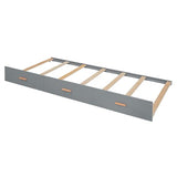 YOPTO Twin Size Bunk Bed with Trundle,Wardrobe,Desk,2 Cabinets and 5 Drawers,Multifunctional Wood Bed Frame W/Integrated Ladder,Safety Guardrails & Slats Support,Easy Assembly,for Kids,Teens,Gray YOPTO