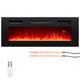 Tangkula 36 Inches Electric Fireplace, 5,000 BTU Fireplace Insert with LED Light Strips, Remote, Crystal Stones & Adjustable Flame Effect, 1-8H Timer, Thermostat & Overheat Protection Tangkula