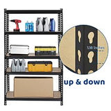 Karl home 5 Tier Metal Garage Shelves, Boltless Assembly,Adjustable Shelf for Storage Heavy Duty, Wide-Size Shelf Organization for Pantry Basement Kitchen, 1500lbs,43.3"L x 17.7"W x 70.9"H,Black & 1P Karl home
