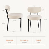 Sweetcrispy Dining Chairs Set of 4, Boucle Upholstered Modern Mid Century Round Kitchen Chairs with Curved Backrest & Metal Legs for Vanity, Living Room - Beige Sweetcrispy