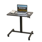 BUNOEM Mobile Standing Desk, 28x20 Pneumatic Laptop Height Adjustable Sit to Stand Table with Lockable Wheels and Gas Spring Riser (Black) BUNOEM