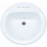 PROFLO PF194R Rockaway 19" Circular Vitreous China Drop In Bathroom Sink with Overflow and 3 Faucet Holes at 4" Centers - White ProFlo