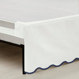 Lush Decor Coastal Chic Scalloped Edge Linen-Textured Bed Skirt Single, King Navy & White - White Bed Skirt King Size - Coastal Decor - Wrap Around Bed Skirt Lush Decor