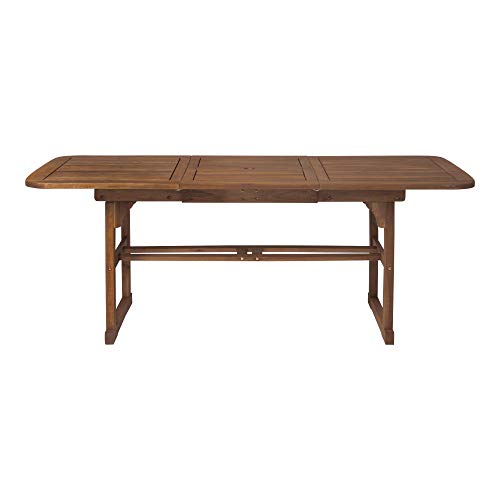 Walker Edison Maui Modern Solid Acacia Wood Slatted Patio Dining Table, 78 Inch, Dark Brown - WoodArtSupply